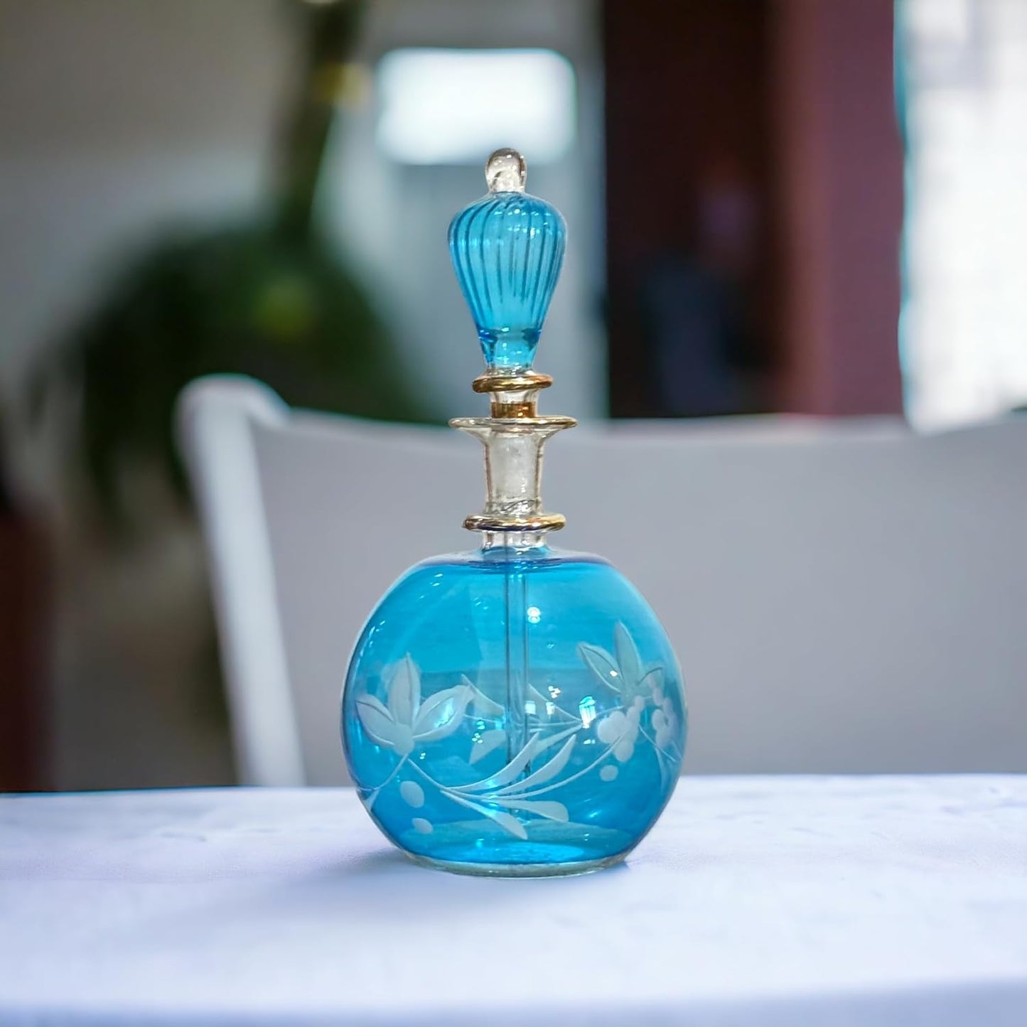 Turquoise Perfume Bottle with 14K Gold