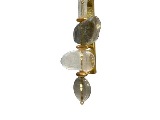 Brass Gemstone Mosaic Blown Glass Applique | Les Trois Pyramides