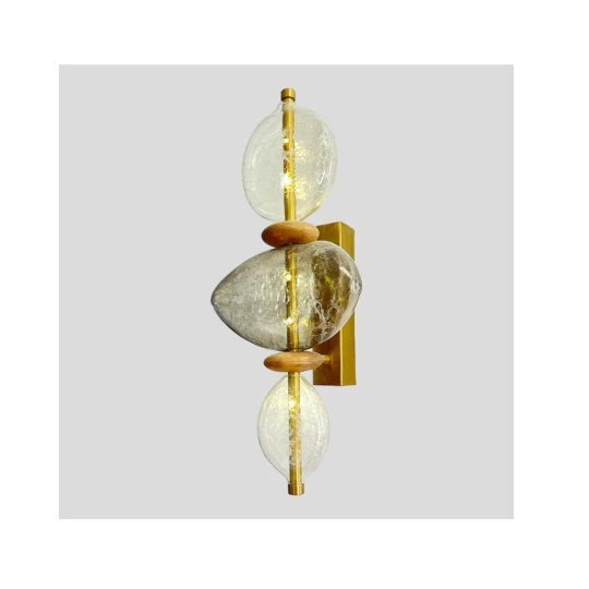Brass Gemstone Mosaic Blown Glass Applique | Les Trois Pyramides