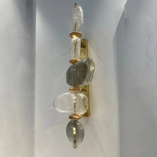 Brass Gemstone Mosaic Blown Glass Applique | Les Trois Pyramides