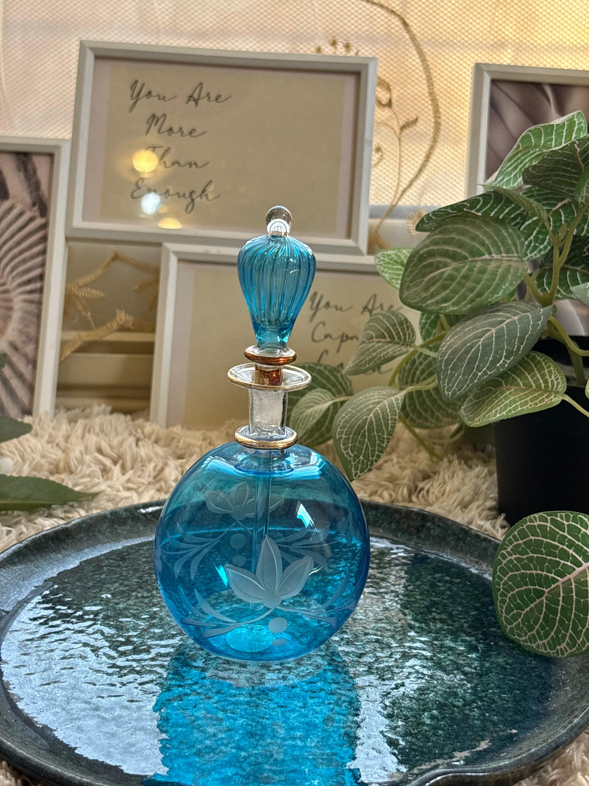 Turquoise Perfume Bottle with 14K Gold