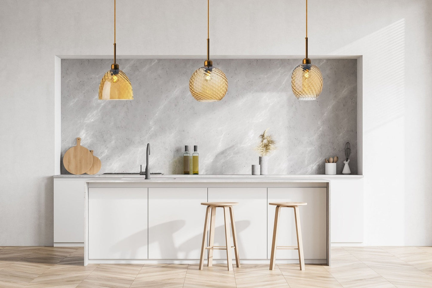 Amber Swirl Glass Pendant Light - Modern Hanging Lamp