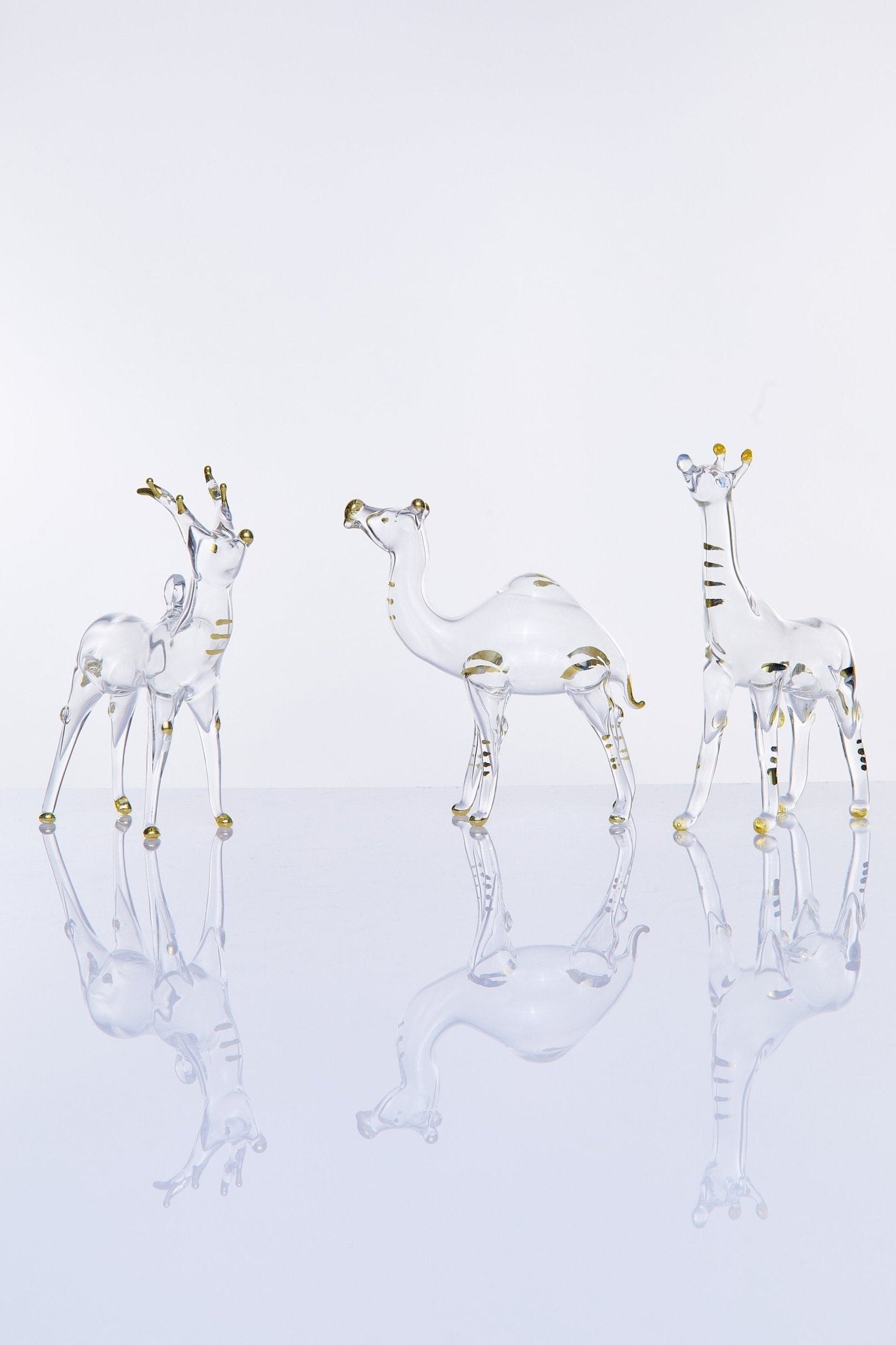 Animal Blown Glass ornaments set of three | Mouth Blown Glass ornament | vintage ornament | animal Handmade ornaments | Egyptian Glass decor - Les Trois Pyramides