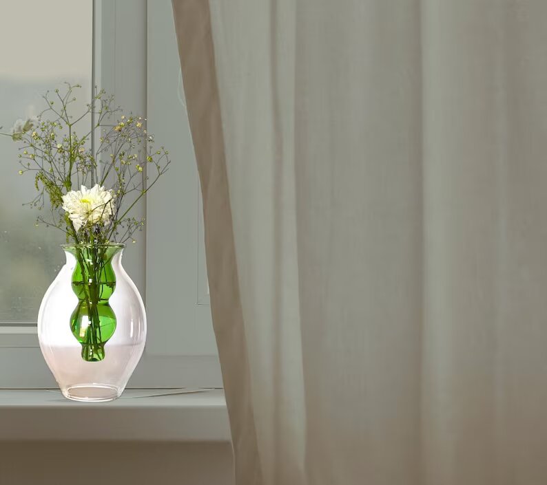 Art Deco Vase , Hand Blown Glassware , Blown Glass Vases , Vintage Glass Vase , Colored Glass Vases , Vase for Flowers - Les Trois Pyramides