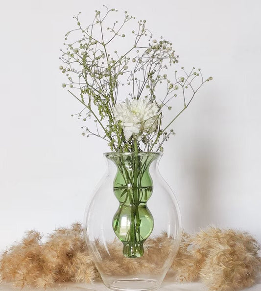 Art Deco Vase , Hand Blown Glassware , Blown Glass Vases , Vintage Glass Vase , Colored Glass Vases , Vase for Flowers - Les Trois Pyramides