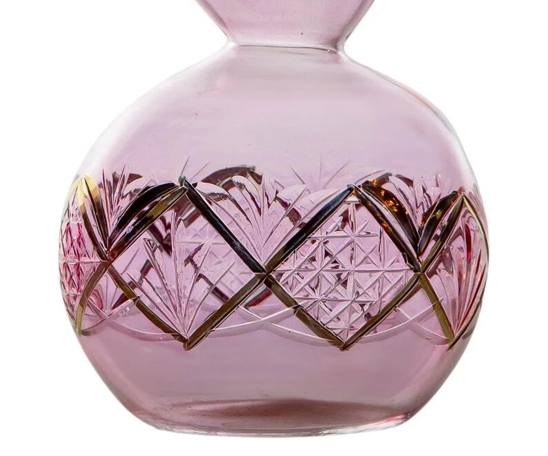 Art Deco Vase Embossed with 14 K Gold , Hand Blown Glassware , Blown Glass Vases , Vintage Glass Vase , Glass Vases , Vase for Flowers - Les Trois Pyramides