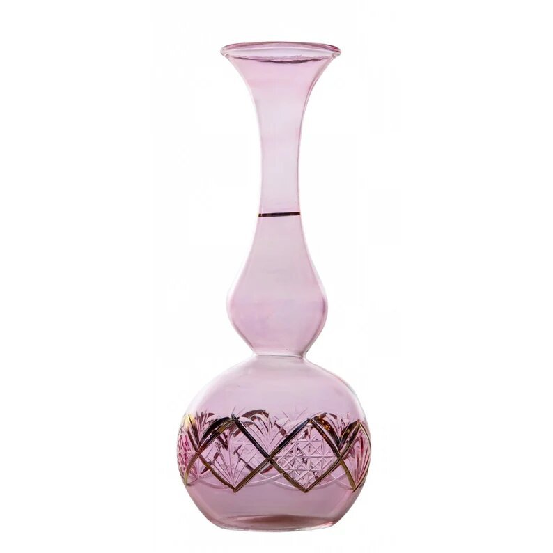 Art Deco Vase Embossed with 14 K Gold , Hand Blown Glassware , Blown Glass Vases , Vintage Glass Vase , Glass Vases , Vase for Flowers - Les Trois Pyramides