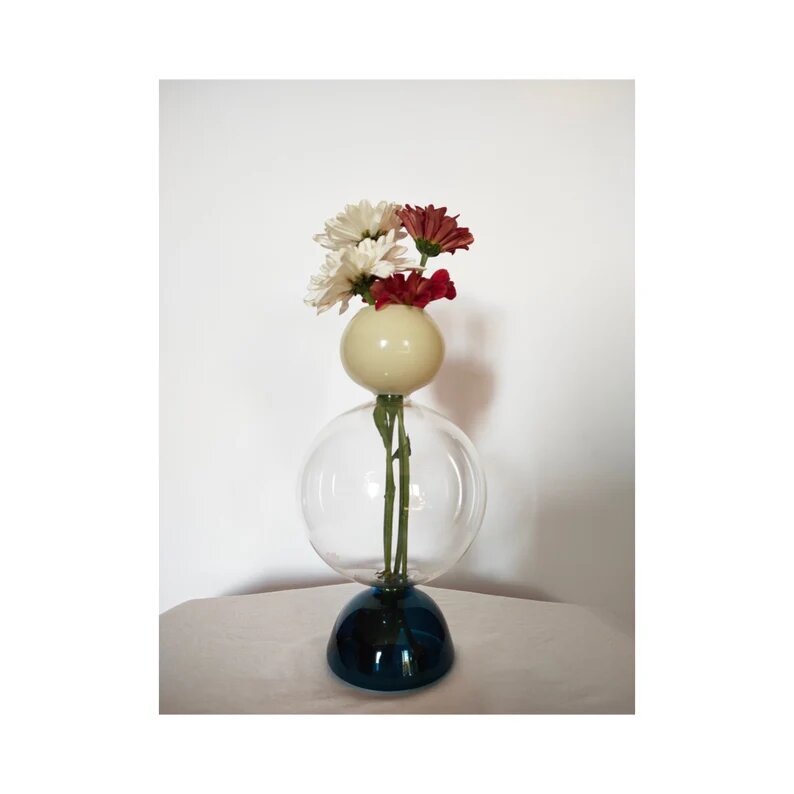 Blown Glass Art Deco Vase - Les Trois Pyramides