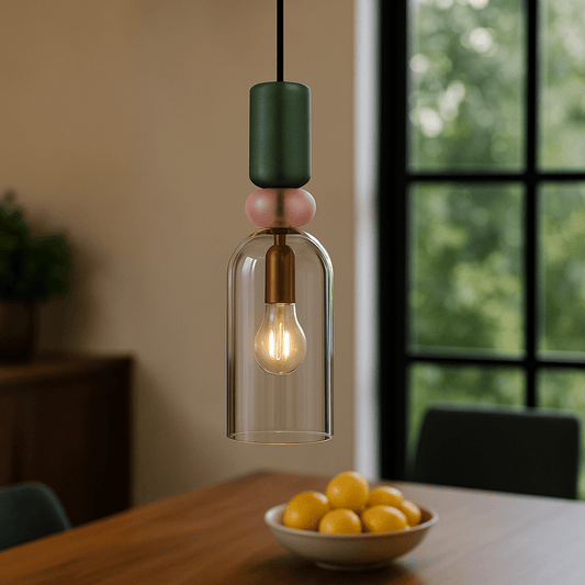 Blown Glass Light Pendant For Living Room - Les Trois Pyramides