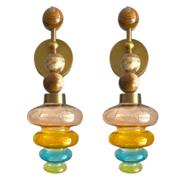 Blown glass natural Marble Stones wall lamps | LesTroisPyramides