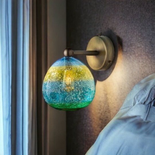 Blown Glass wall lamp Multicolored Frosted Glass - Les Trois Pyramides