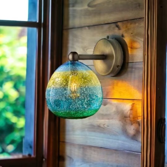 Blown Glass wall lamp Multicolored Frosted Glass - Les Trois Pyramides