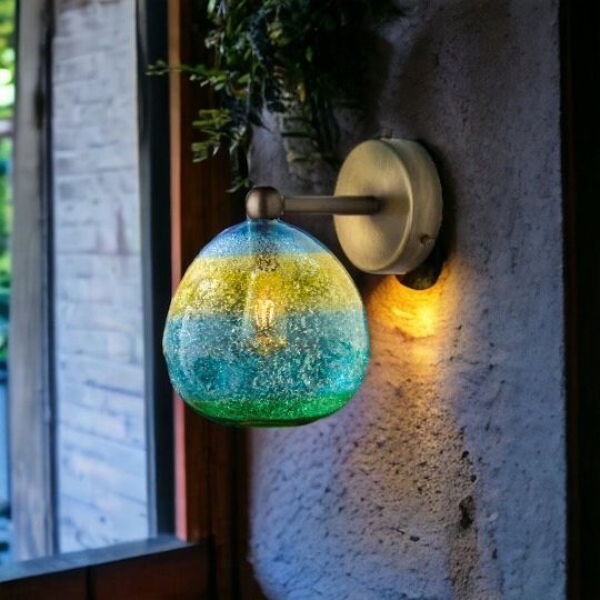 Blown Glass wall lamp Multicolored Frosted Glass - Les Trois Pyramides