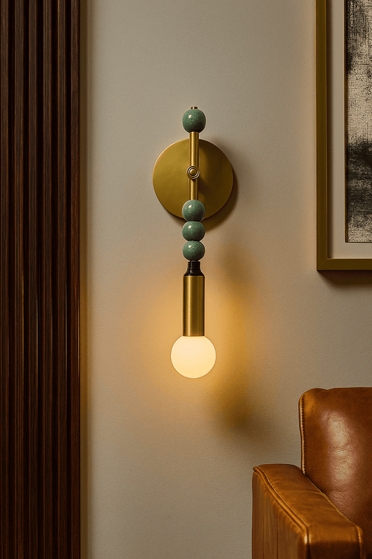Brass & Marble wall sconce - Green Gemstones | Les Trois Pyramides