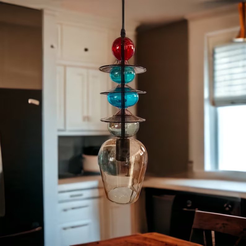 Bubble Blown Glass Pendant - Les Trois Pyramides