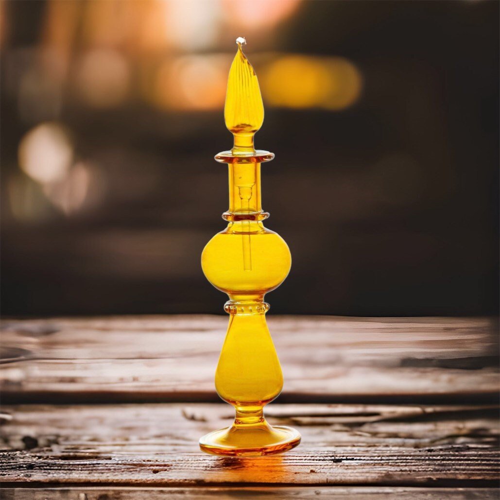 Perfume Bottle - Hand Painted - Colored Glassware - Antique Glassware - Empty Perfume Bottle - Hand Blown Glass - Custom Perfume Bottle Gift - Les Trois Pyramides