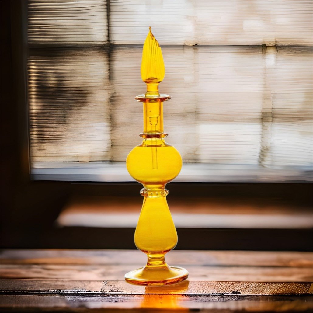Perfume Bottle - Hand Painted - Colored Glassware - Antique Glassware - Empty Perfume Bottle - Hand Blown Glass - Custom Perfume Bottle Gift - Les Trois Pyramides