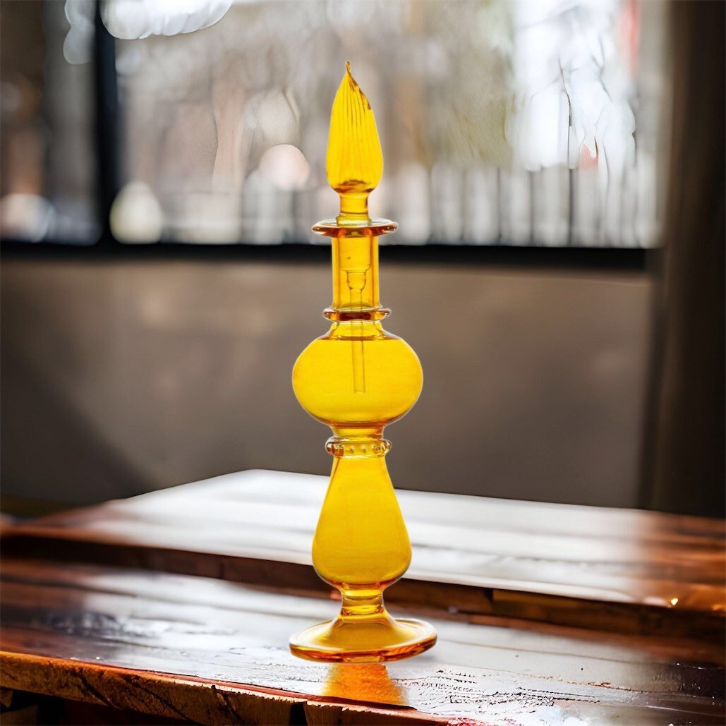 Perfume Bottle - Hand Painted - Colored Glassware - Antique Glassware - Empty Perfume Bottle - Hand Blown Glass - Custom Perfume Bottle Gift - Les Trois Pyramides