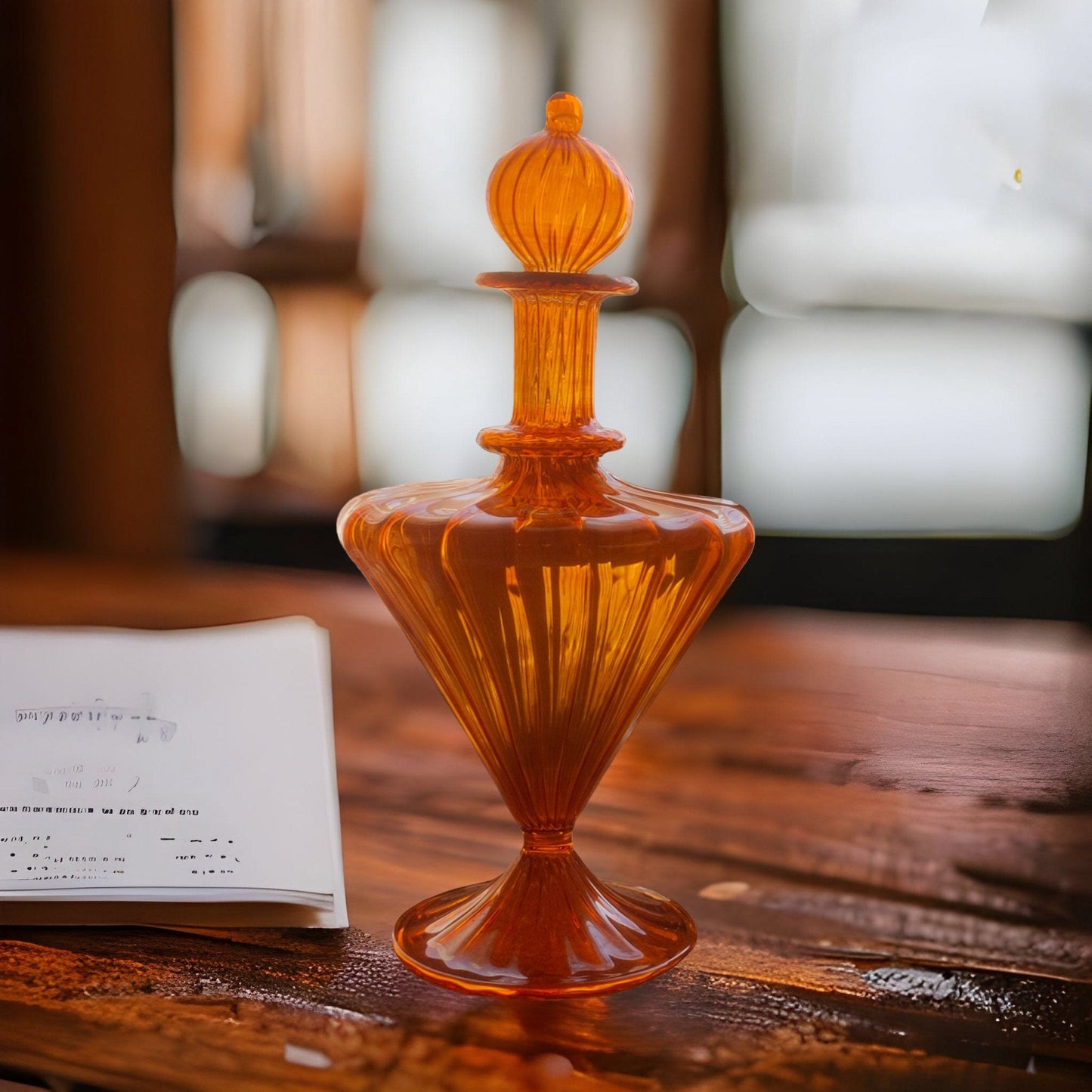 Orange Glass Perfume Decant Bottles, Empty Fragrance Bottle with Stopper, Unique Gifts for Women Christmas Gifts for Mom from Daughter, 3rd - Les Trois Pyramides