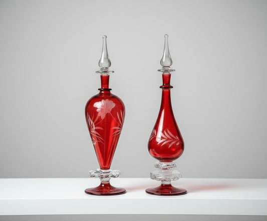 Decorative Empty Perfume Bottles - Hand Painted - Colored Glassware - Glassware - Empty Perfume Bottle - Hand Blown Glass - Les Trois Pyramides