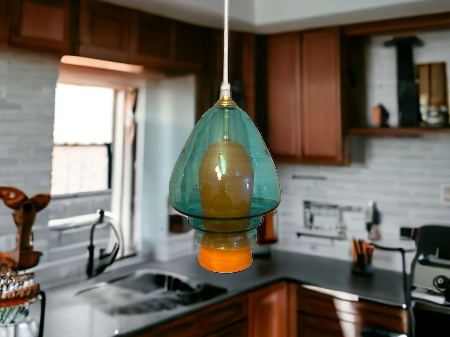 Blown Glass Pendant Light for Kitchen Decor - Les Trois Pyramides