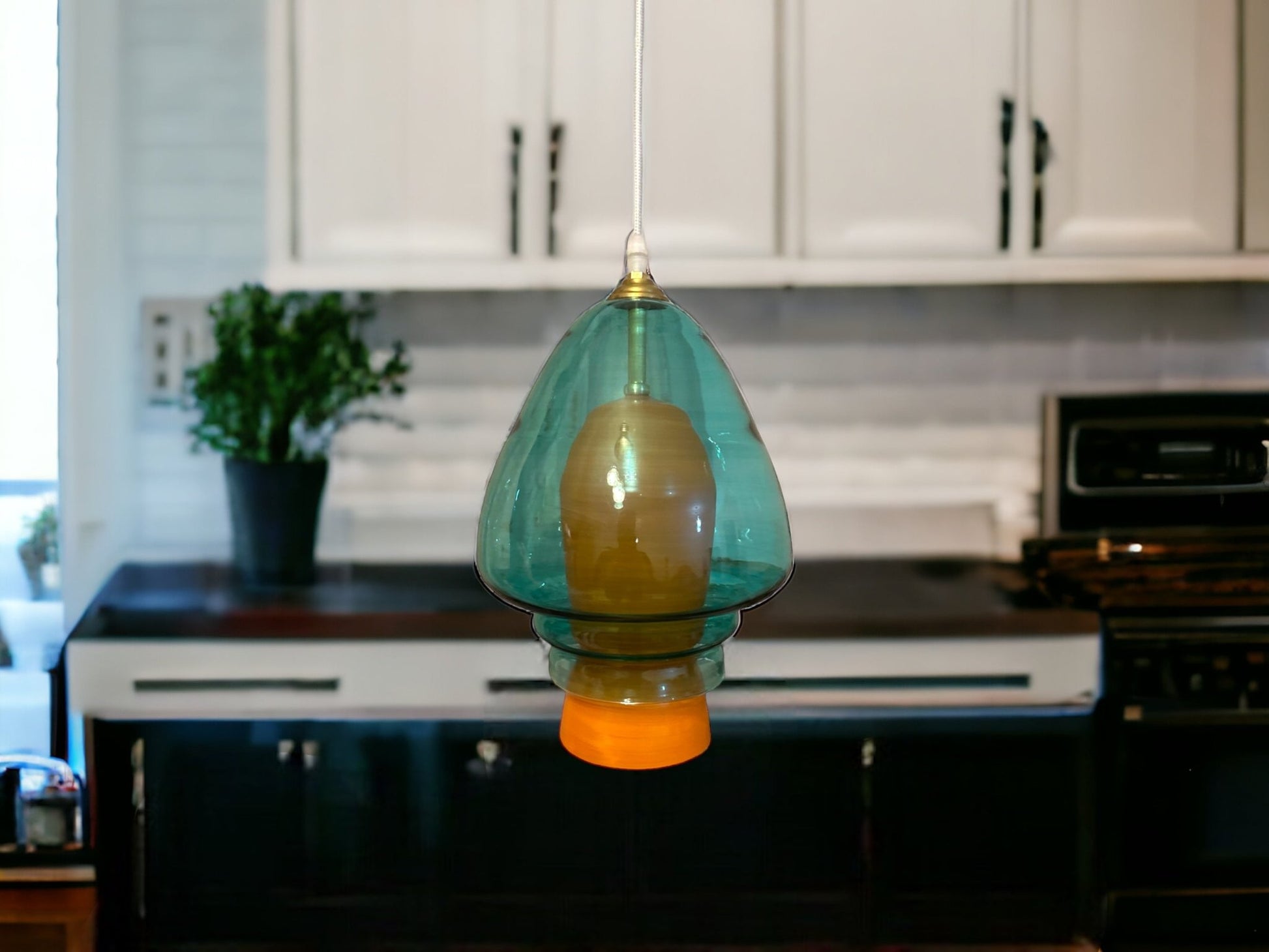 Blown Glass Pendant Light for Kitchen Decor - Les Trois Pyramides