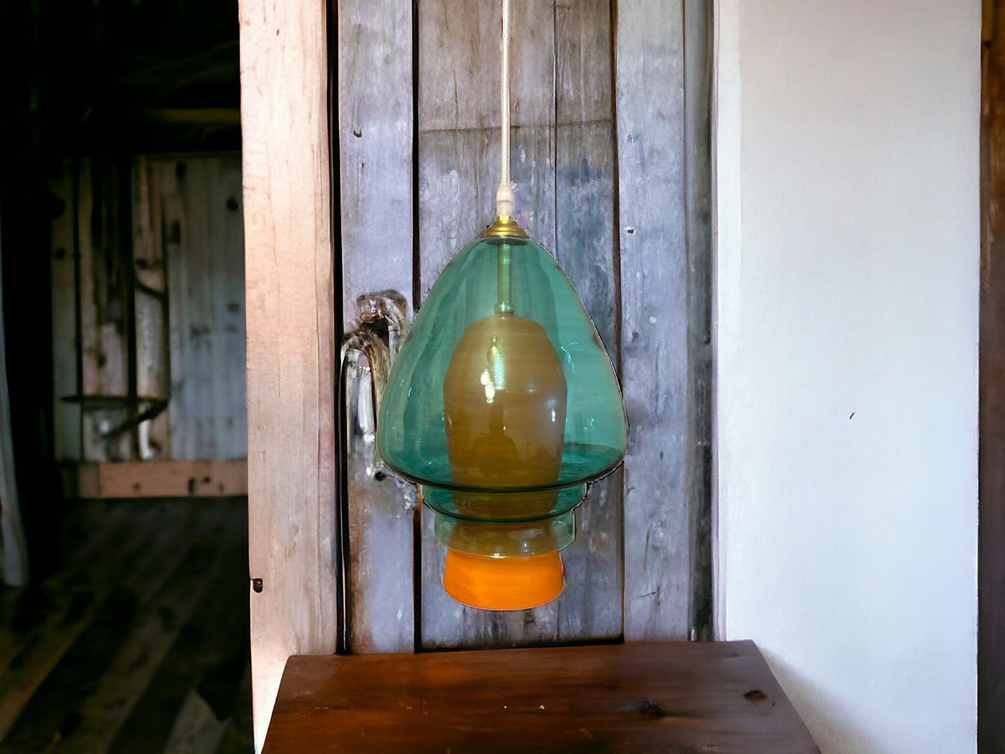 Blown Glass Pendant Light for Kitchen Decor - Les Trois Pyramides