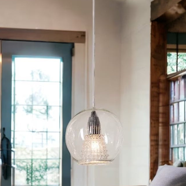 Double-Layer Handcrafted Clear Glass Pendant Light – Modern Hanging Fixture for Ambient Lighting | Les Trois Pyramides