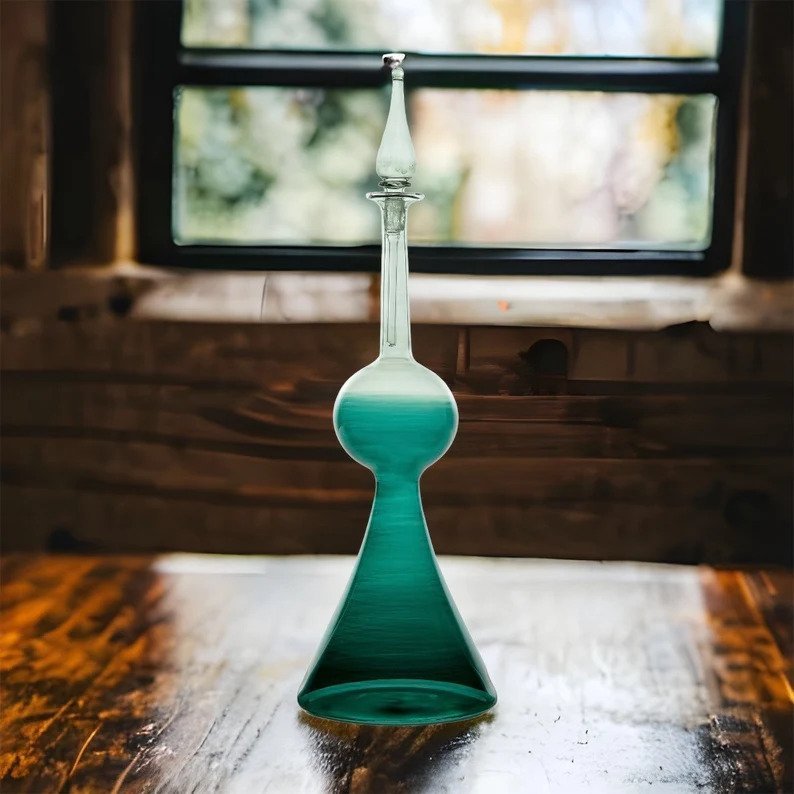 Elegant Teal Gradient Decorative Bottle for Home Decor and Display | Les Trois Pyramides