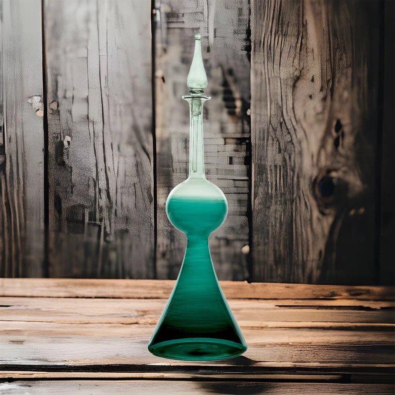Elegant Teal Gradient Decorative Bottle for Home Decor and Display | Les Trois Pyramides