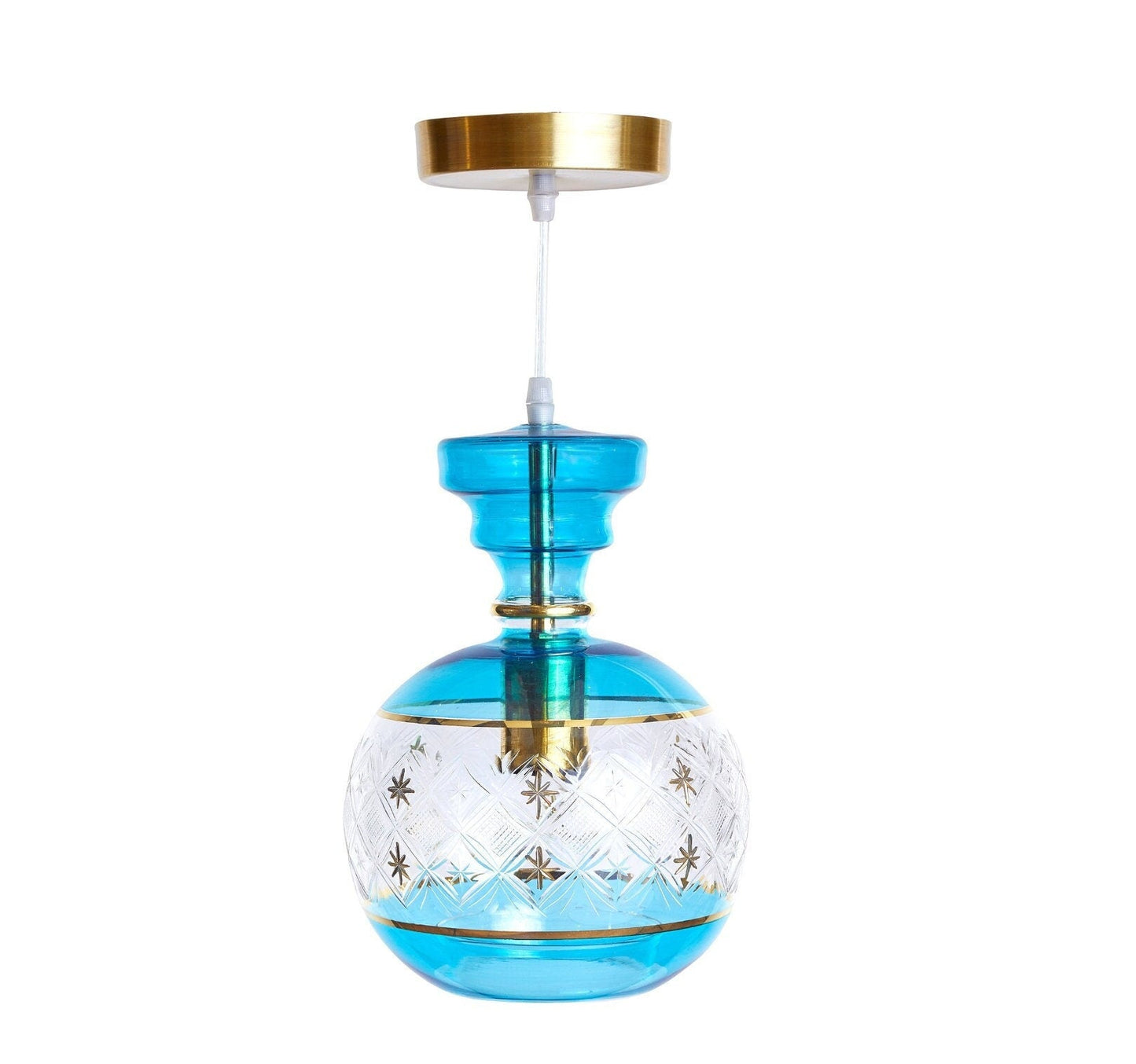 Engraved Blown Glass Pendant Light - Les Trois Pyramides