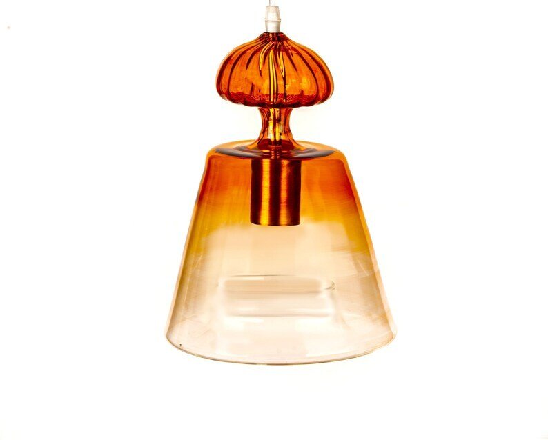 Pendant lamp for dining room lights, hand blown glass pendant office decor, HANDMADE deco light fixture, outdoor light fixture