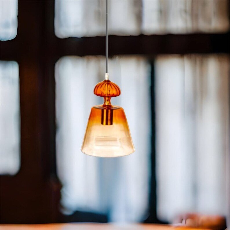 Pendant lamp for dining room lights, hand blown glass pendant office decor, HANDMADE deco light fixture, outdoor light fixture