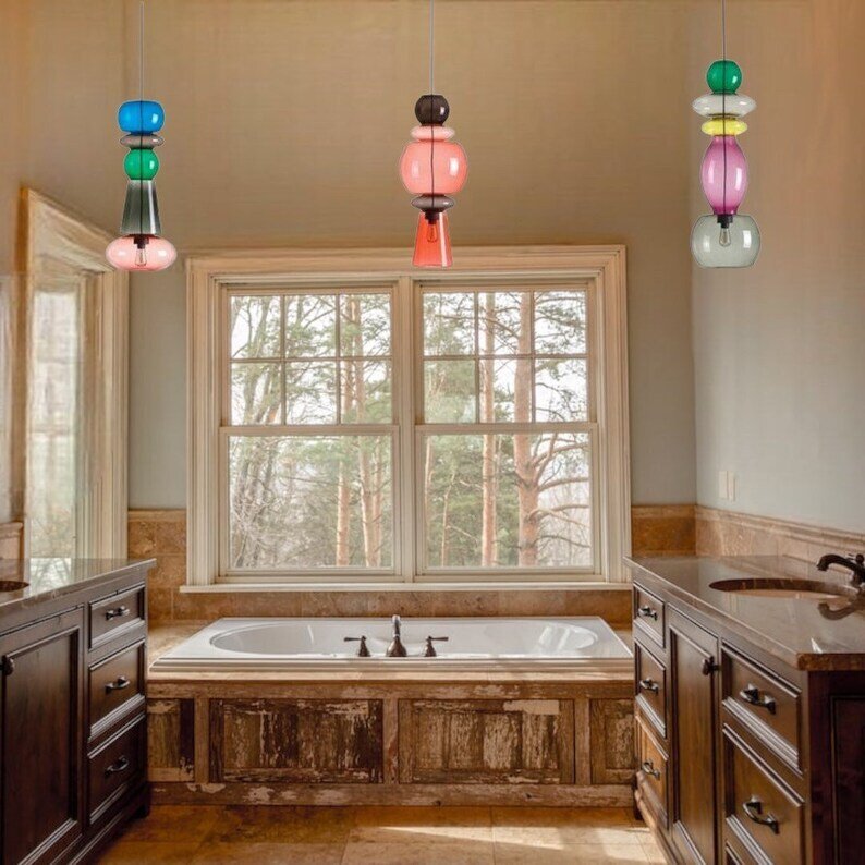 Modern pendant lights - kitchen island lighting - ceiling decor - ceiling light - blown glass pendant light - large pendant light - light fixture