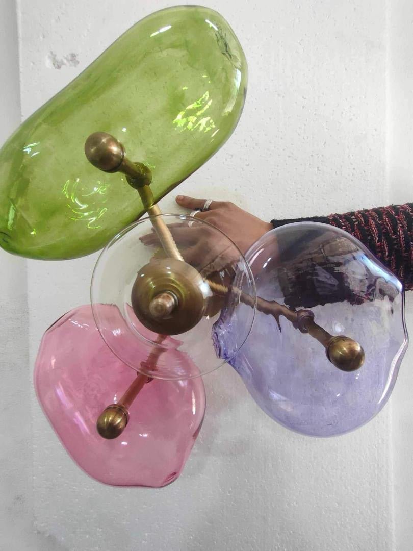 Floral Applique Blown Glass by Les Trois Pyramides