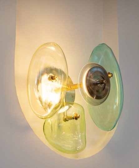 Floral Applique Blown Glass by Les Trois Pyramides