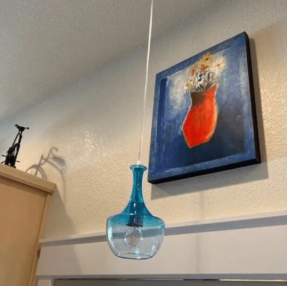 Fluted Neck Blown Glass Pendant Light
