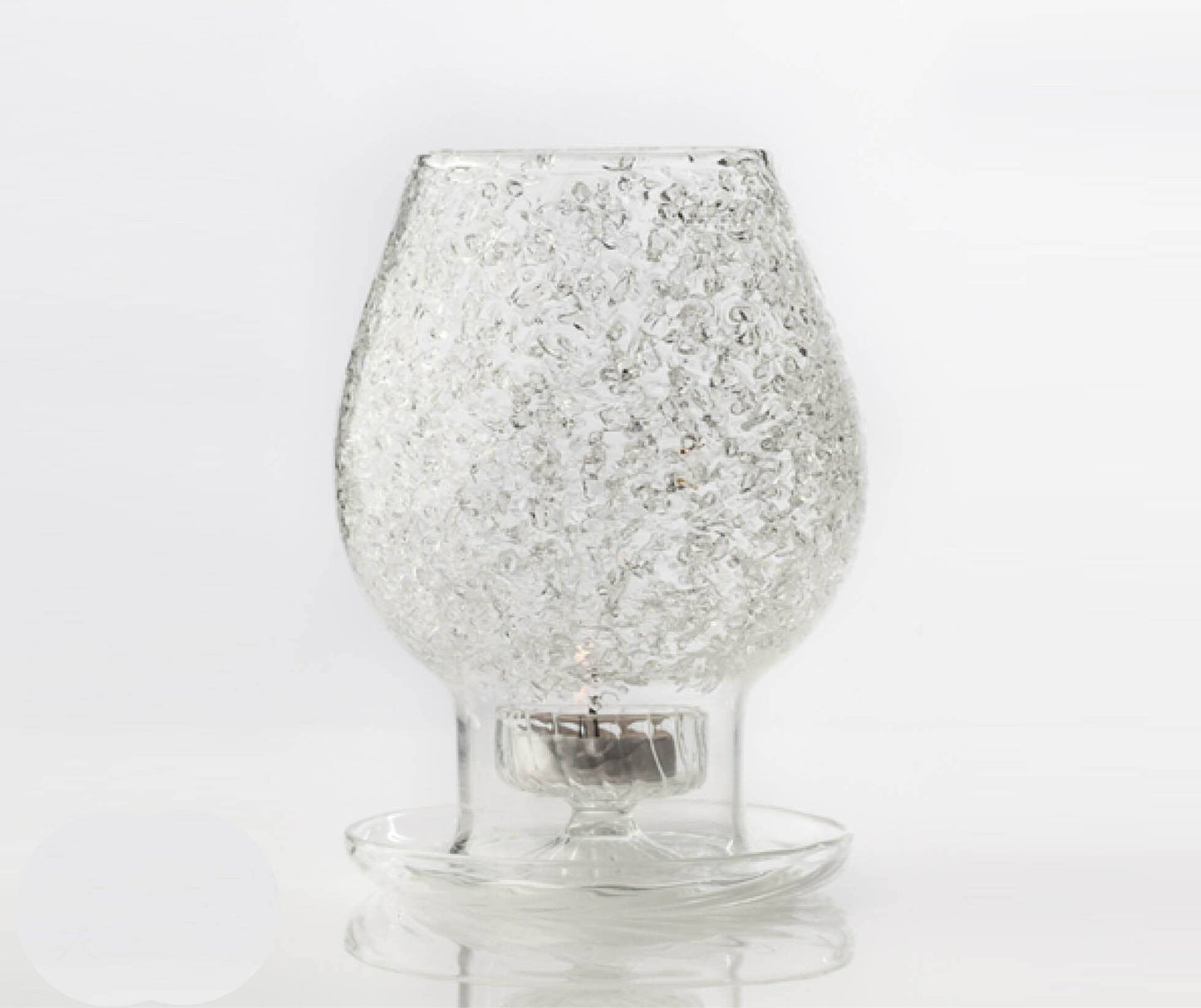 Frosted Blown Glass Candlestick Holder - Les Trois Pyramide