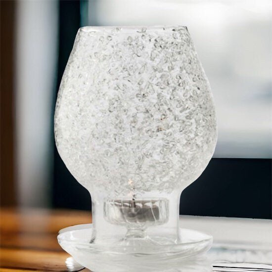 Frosted Blown Glass Candlestick Holder - Les Trois Pyramide