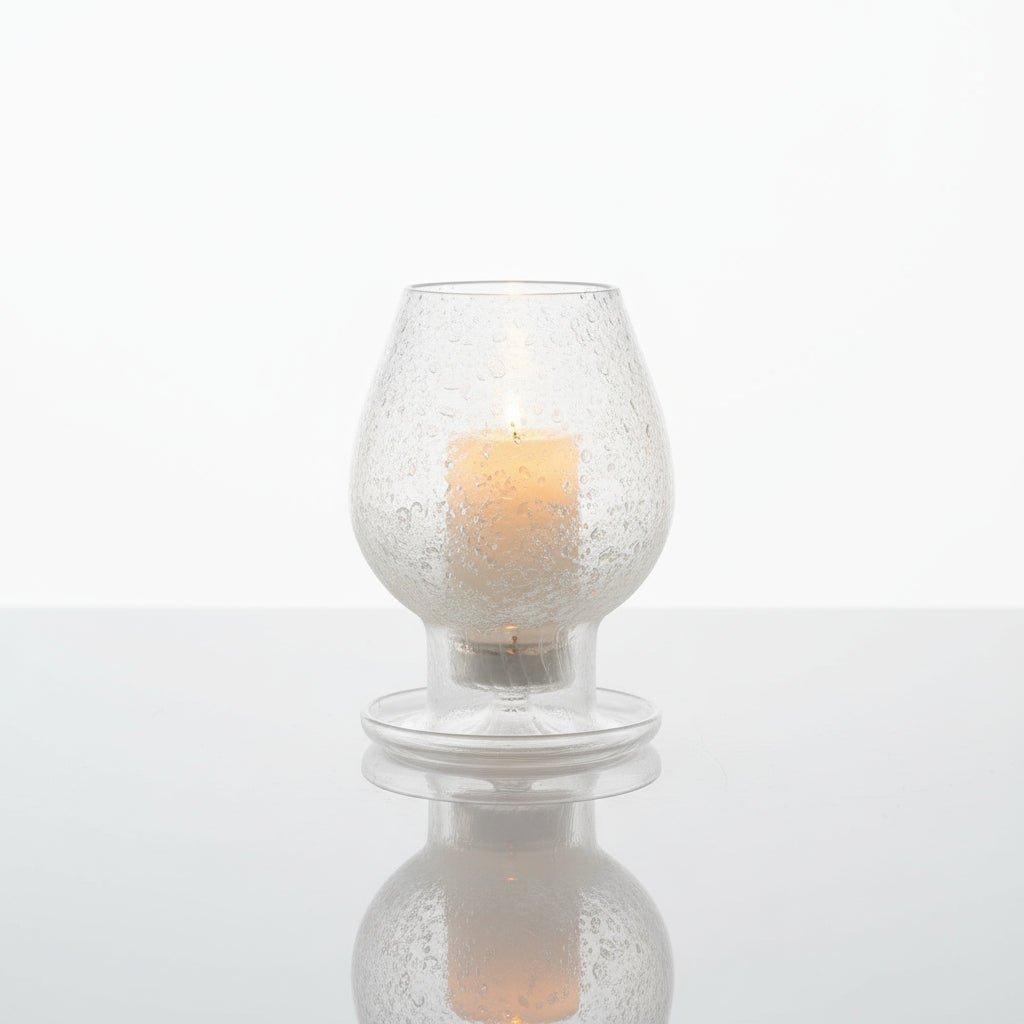 Frosted Blown glass Candlestick Holder