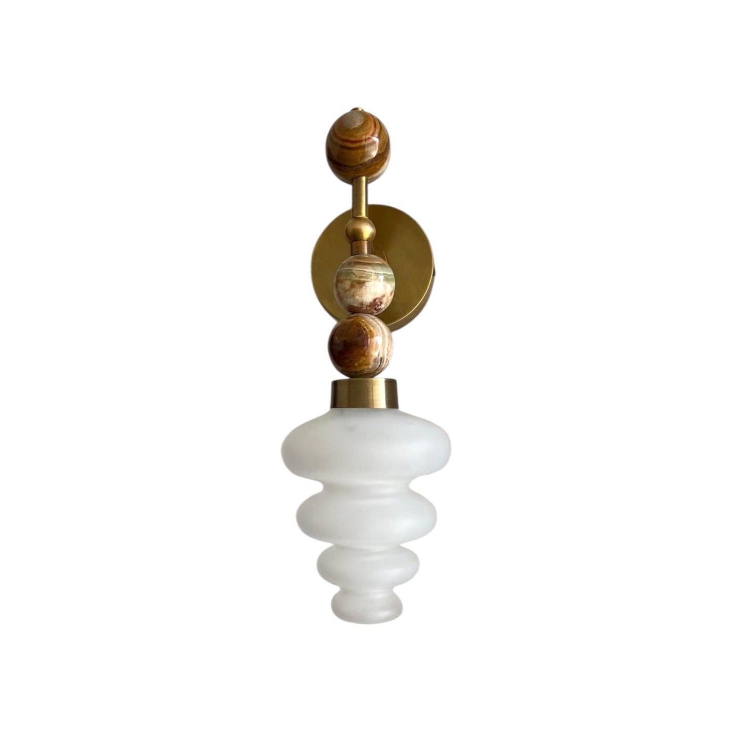 Frosted Blown Glass layers & Natural Marble stones wall lamp - Les Trois Pyramides