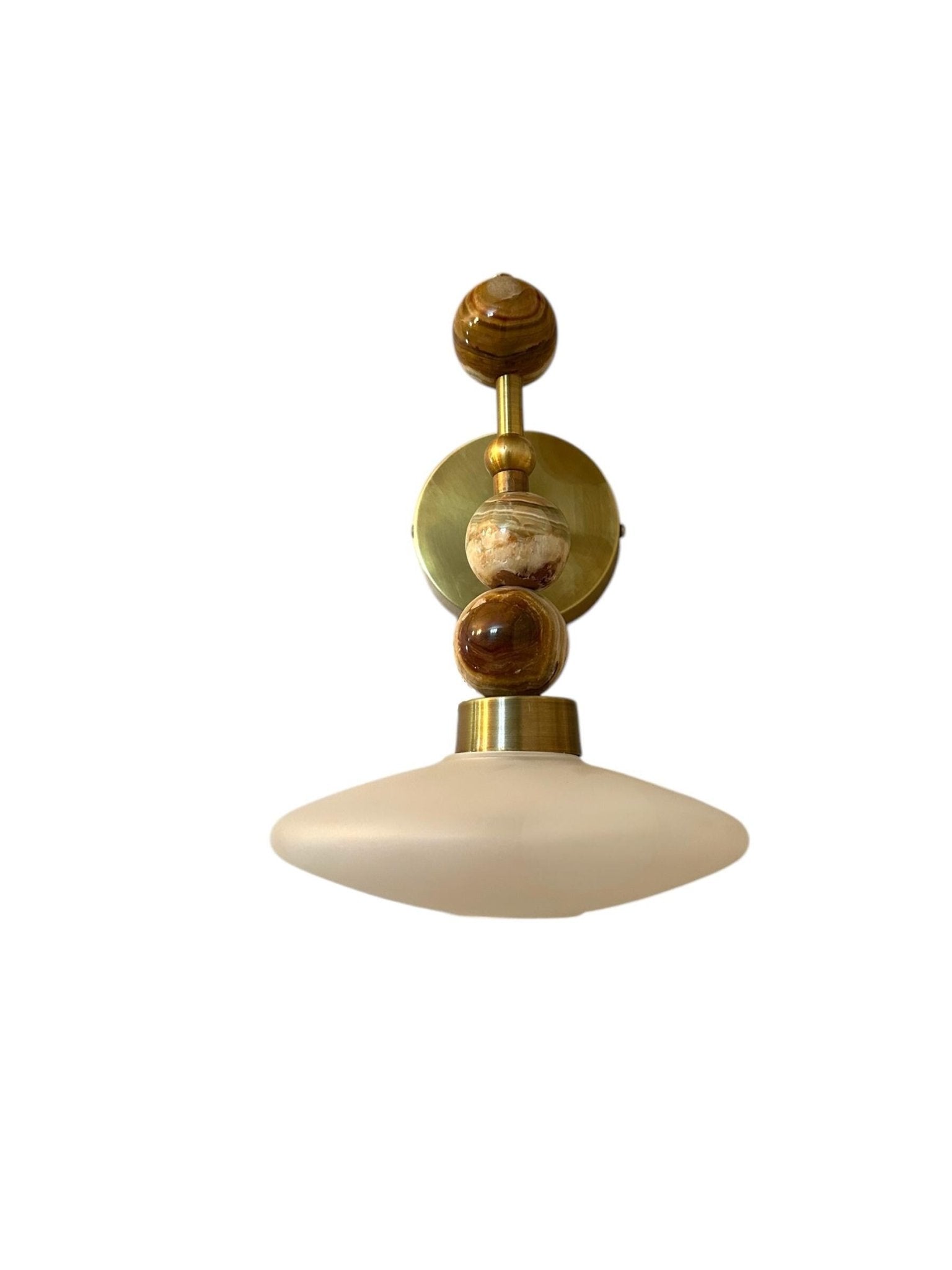 Frosted Blown Glass & Natural Marble stones wall lamp | LesTroispyramides