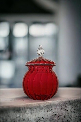 Glass Candy Jar - Personalized Candy Jar - Candy Jar - Christmas Cookie Jar - Sugar Jar - Easter Candy Jar - Decorative Blown Glass Jar | Les Trois Pyramides