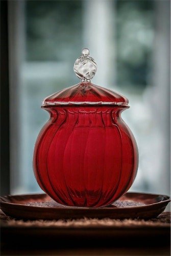 Glass Candy Jar - Personalized Candy Jar - Candy Jar - Christmas Cookie Jar - Sugar Jar - Easter Candy Jar - Decorative Blown Glass Jar | Les Trois Pyramides