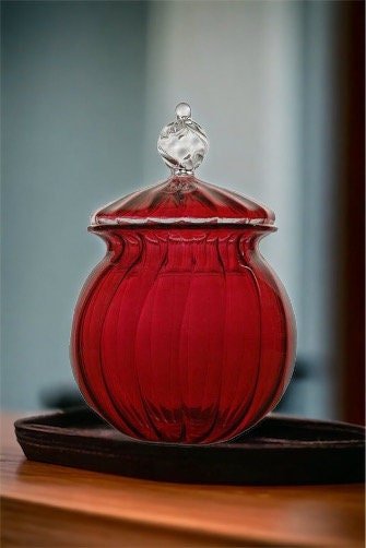 Glass Candy Jar - Personalized Candy Jar - Candy Jar - Christmas Cookie Jar - Sugar Jar - Easter Candy Jar - Decorative Blown Glass Jar | Les Trois Pyramides