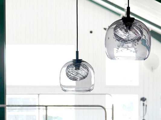 Glass Pendant Light with Swirl โ Modern Minimalist Hanging Light Fixture for Kitchens & Dining Rooms | Les Trois Pyramides