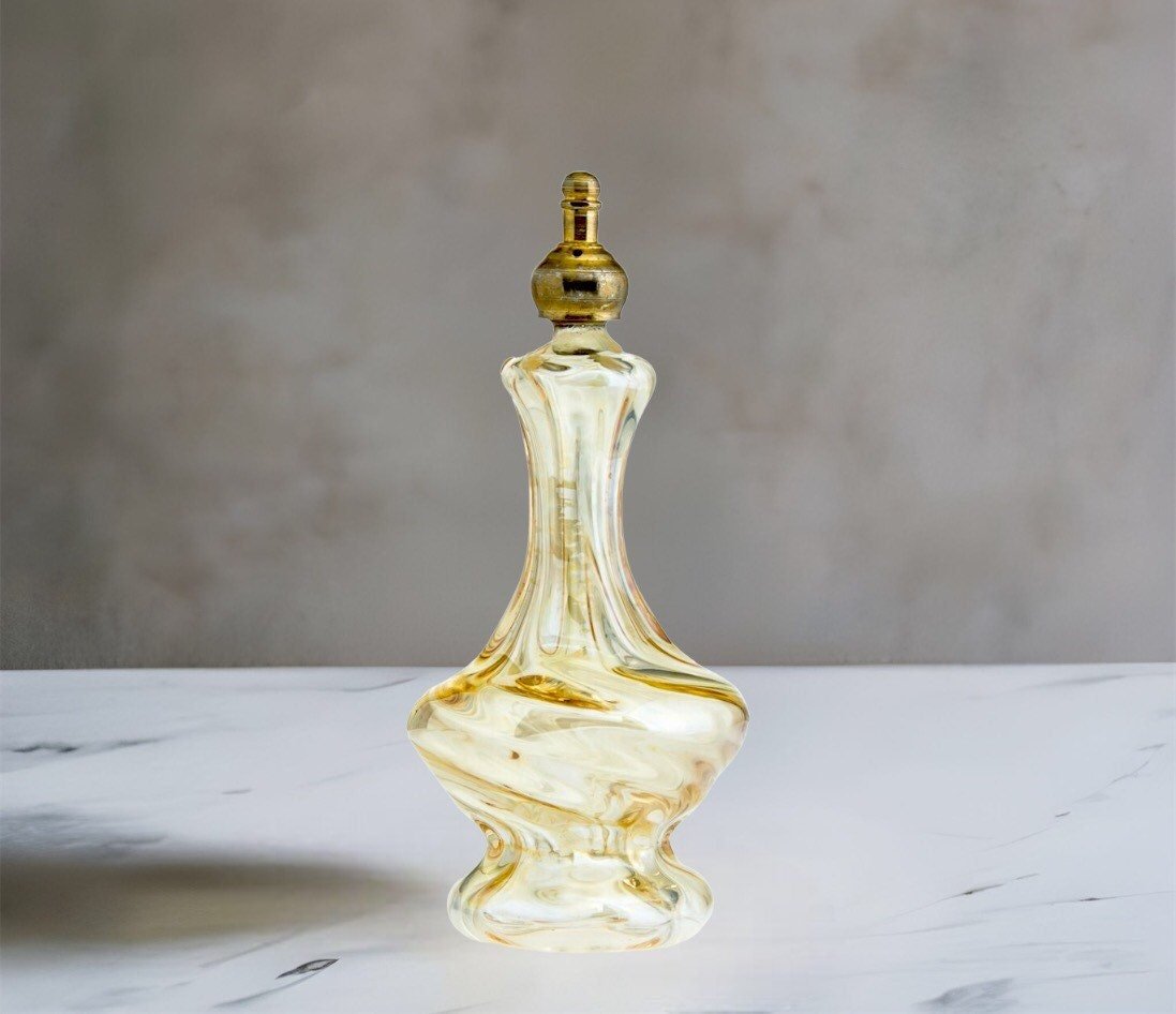 Perfume Bottle with Copper Stopper - Glass Perfume Bottle - Vintage Perfume Bottles - Decorative Bottles - Antique Bottles - Blown Glass - Les Trois Pyramides
