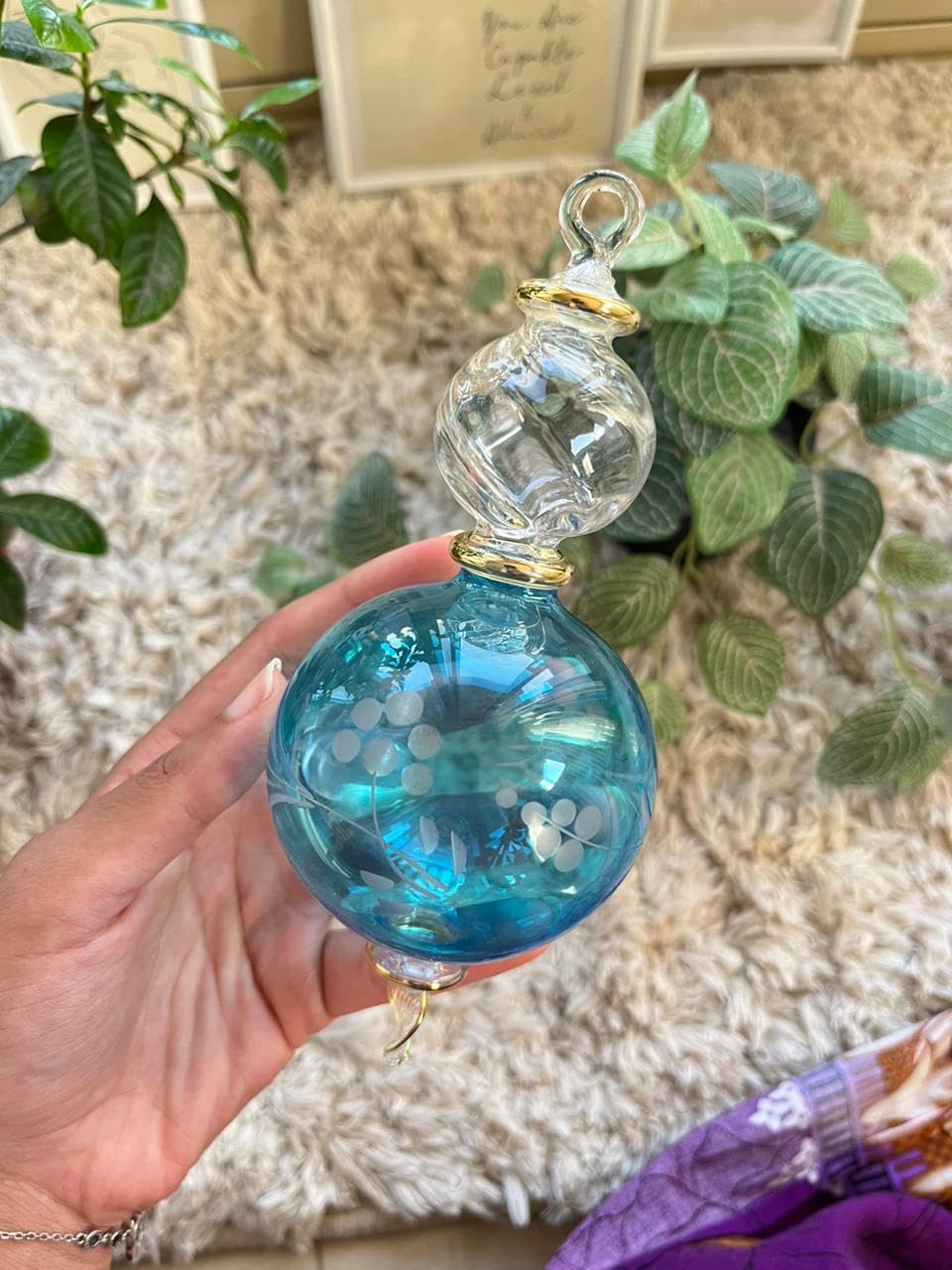Hand-Blown Glass Christmas Ornament for Xmas Decorations Turquoise - Les Trois Pyramides