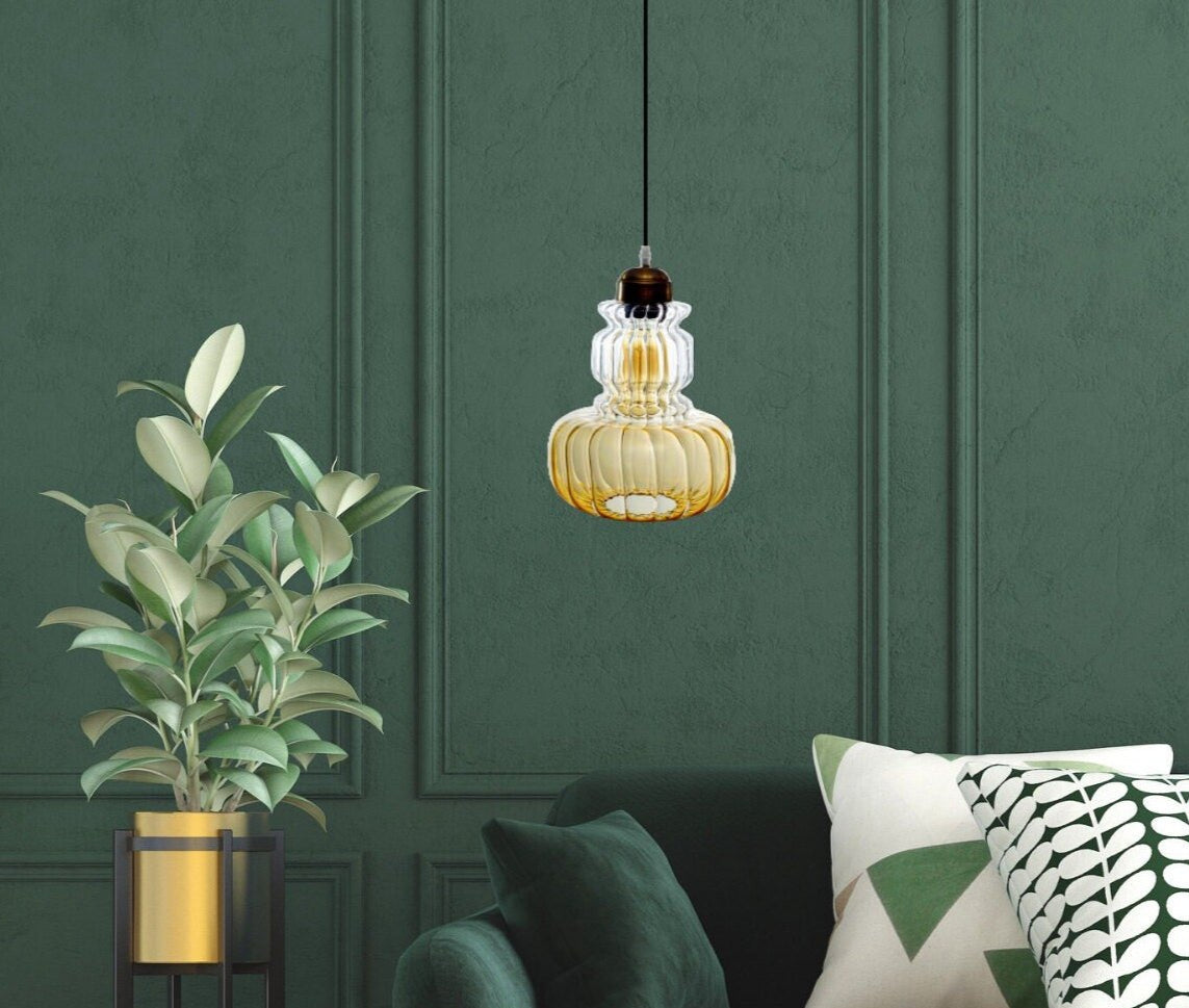 Hand Blown Glass Pendant Office Decor - Les Trois Pyramides
