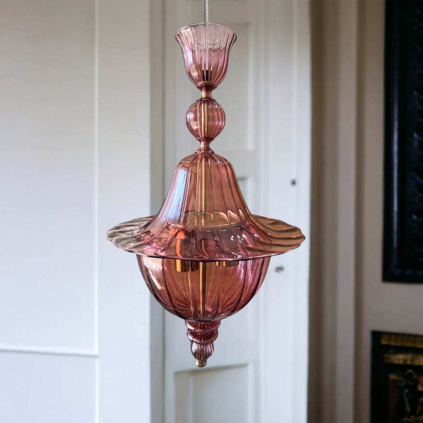 Hand-Blown Red Wine Glass Pendant Light β Unique Artistic Lighting for Modern Spaces | Les Trois Pyramides